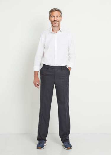 Pantalon ceinture ajustable invisible tissu sergé laine Marine