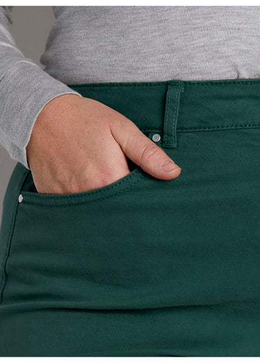 Pantalon droit 5 poches coton stretch Vert