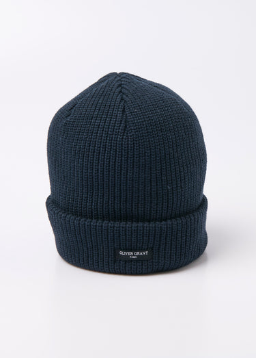 Bonnet en maille côtelée à revers Bleu