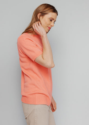 Pull manches courtes avec strass Melon