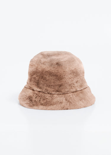 Chapeau seau bob fausse fourrure Uni / Marron