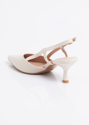 Escarpins pointus slingback talon bobine Beige