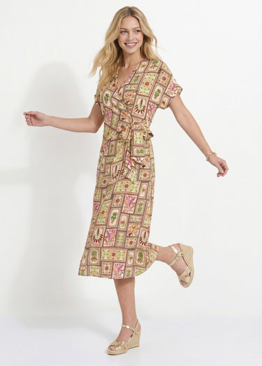 Robe longue imprimée décolleté cache-cœur Vert Imprime