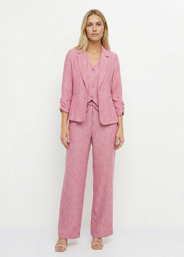 Veste tailleur rayée, aspect irrégulier Framboise