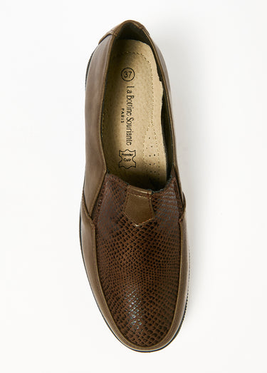 Derbies style loafers semelle compensée Marron