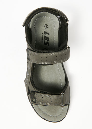Sandales confortables cuir, 3 brides Gris