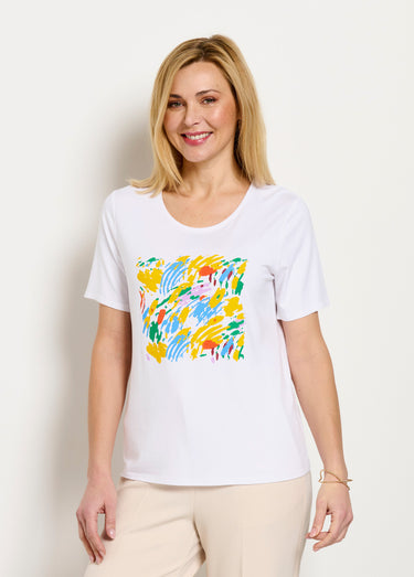 T-shirt manches courtes avec sérigraphie Fond Blanc