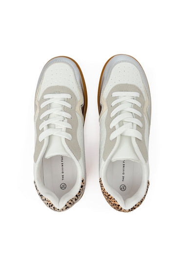 Sneakers à lacets empiècements fantaisie Argente