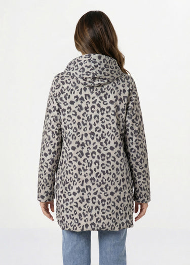 Coupe vent déperlant long motif léopard Noir/Leopard
