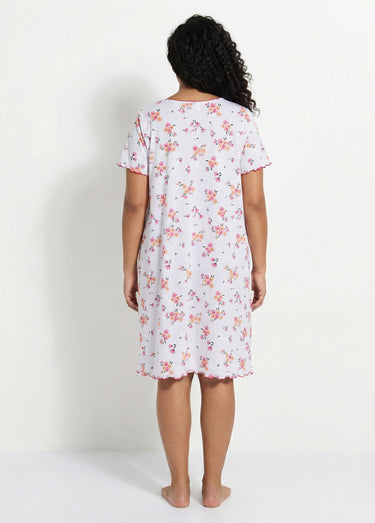 Chemise de nuit coton manches courtes Rose/Peche
