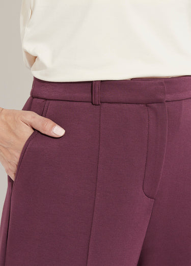 Pantalon structuré de ville maille milano unie Prune