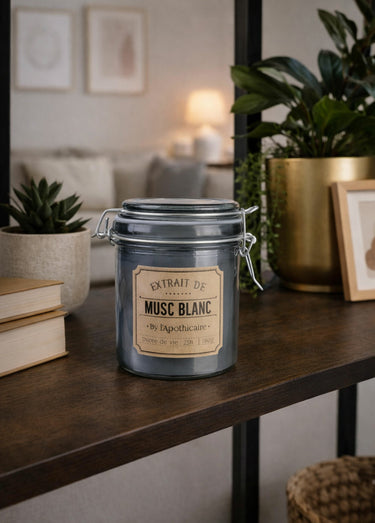 Bougie parfumée bocal verre teinté Bleu