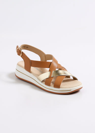 Sandales multibrides compensées Camel