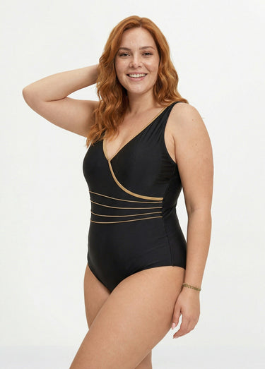 Maillot de bain 1 pièce forme cache cœur Noir