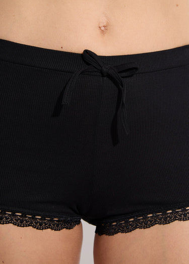 Pyjama cotelé court débardeur et short Noir