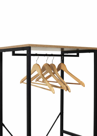 Portant à vêtements épuré métal et bois Marron/Noir