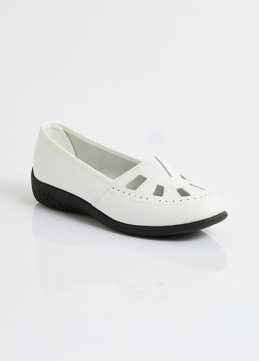 Mocassins cuir largeur confort élastiqué Blanc