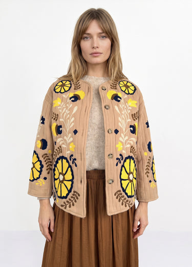 Veste matelassée inspiration bohème Camel