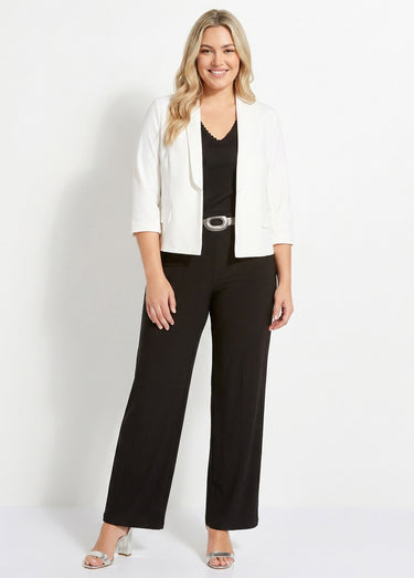 Veste unie courte smocking manches 3/4 Blanc