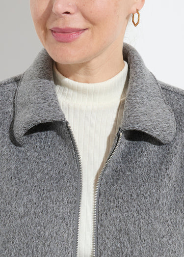 Blouson zippé tissu bouclette uni Gris