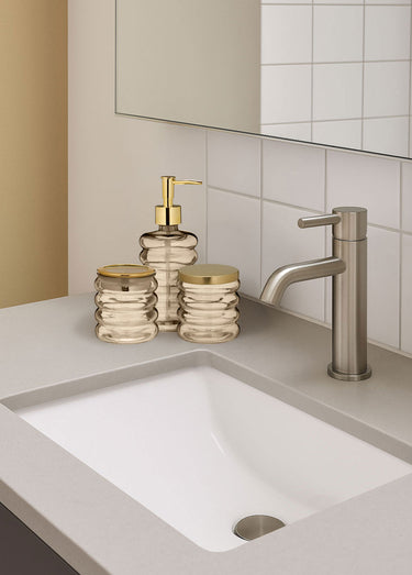 Set de salle de bain 4 pièces en verre Sable