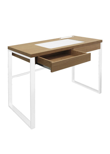 Bureau plateau bois, piètement métal Marron / Blanc