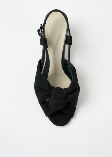 Sandales ouvertes fines brides à talons cuir Noir