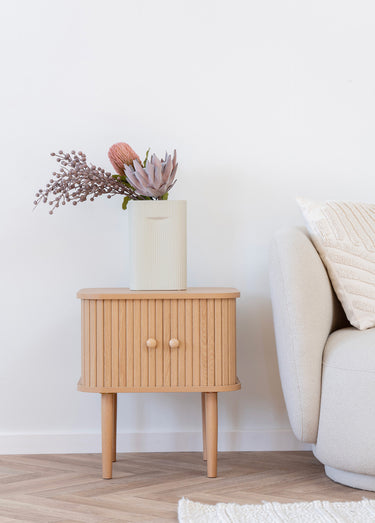 Table de chevet avec portes coulissantes Naturel