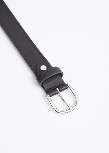 Ceinture casual chic cuir, bords francs Noir
