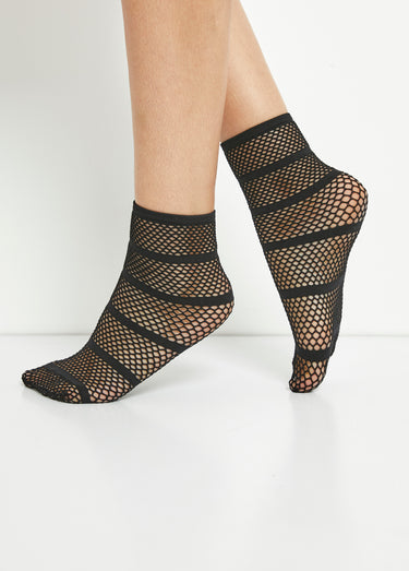 Socquettes fines assorties en résille Noir