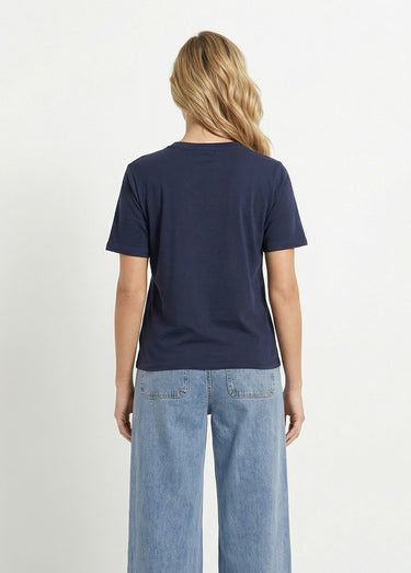 T-shirt coton avec inscription Amour Marine / Blanc