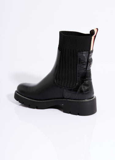 Boots crantées hautes façon chaussettes Noir
