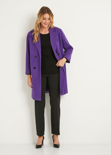 Manteau double boutonnage col tailleur Violet