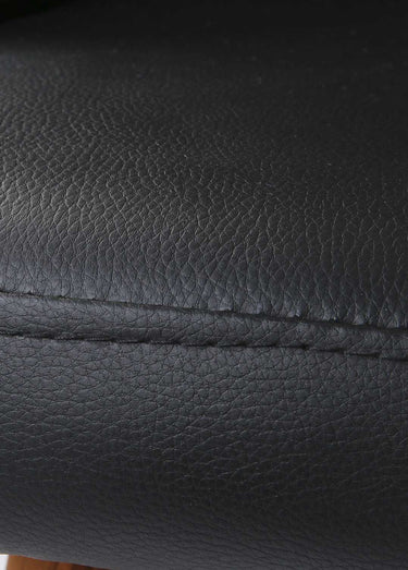 Chaise rétro simili cuir et dossier bois Noir