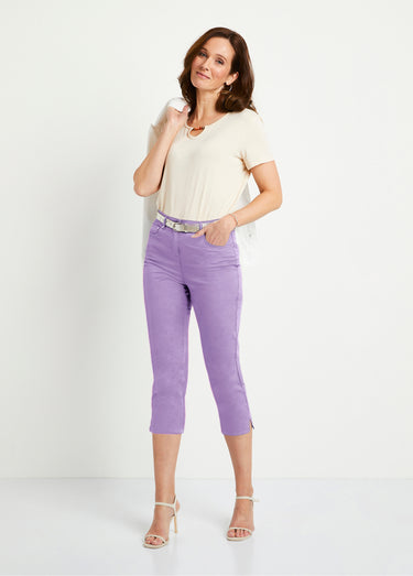 Pantacourt taille élastiquée 5 poches Violet