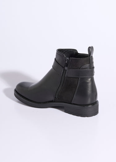 Boots bi matière avec bride cheville Noir