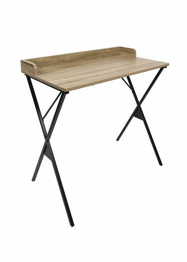 Bureau design pieds métal et bois clair Marron/Noir
