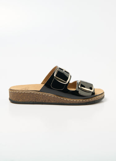 Mules compensées à boucles réglables Noir