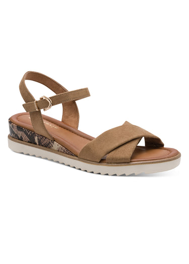 Sandales compensées avec brides croisées Beige