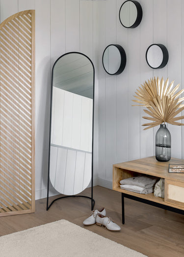 Grand miroir acier sur pied style psyché Gris