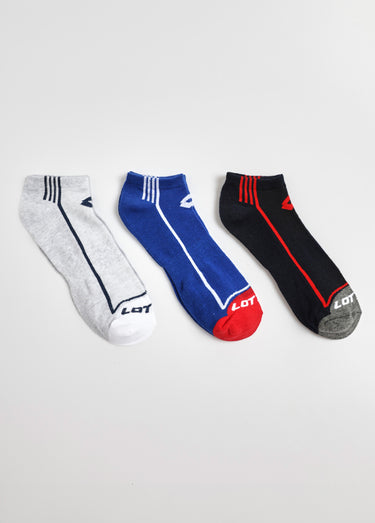 Lot de 3 Socquettes techniques avec logo Assortis Bleu