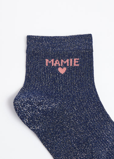 Socquettes fil métallisé, message MAMIE Marine