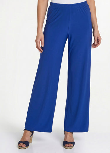 Pantalon fluide taille élastiquée maille Uni Bleu