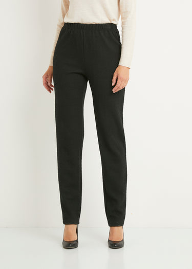 Legging droit ceinture élastiquée avec laine Uni Noir