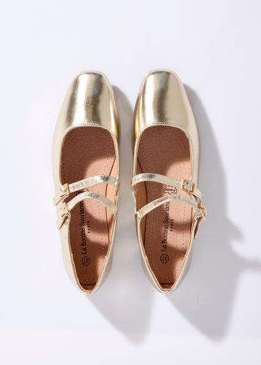 Ballerines plates bout carré, double bride Dore
