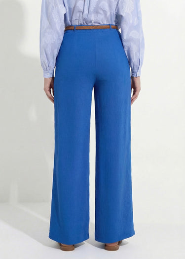 Pantalon taille élastiquée avec ceinture Bleu