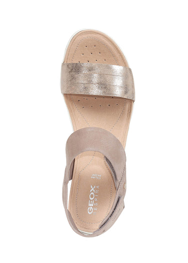 Sandales en cuir brides à scratch Sable
