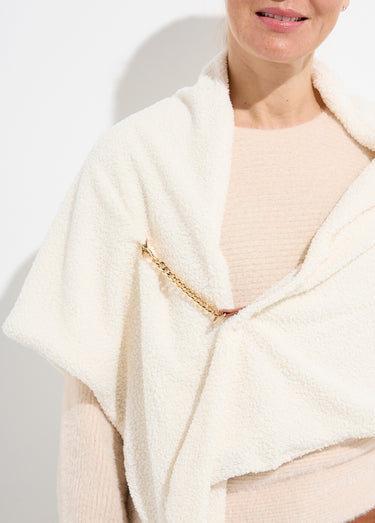Poncho toucher laineux chainette métal Beige