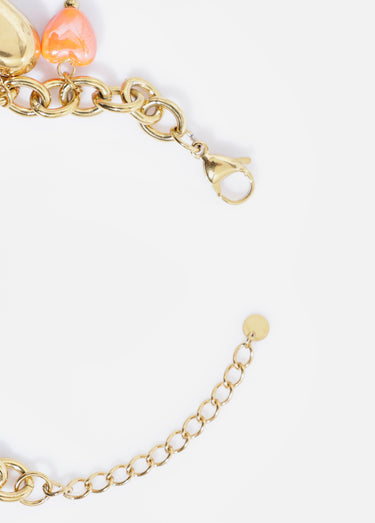 Bracelet breloques cœurs acier inoxydable Dore