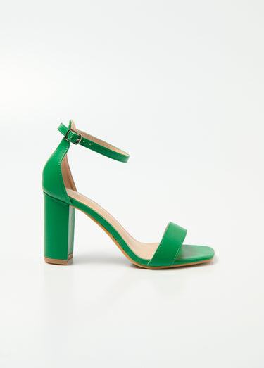 Sandales talon haut bout carré à brides Vert